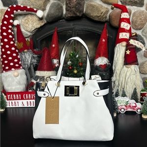 NWT! Steve Madden Black White Leather shoulder Tote Bag